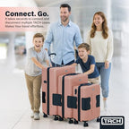 Patented Connecting Hard Shell 3 Piece Luggage Set (Pink / 3-Piece Set)