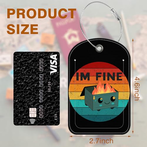 2 Pack PU Luggage Tags for Suitcase (Im Fine)