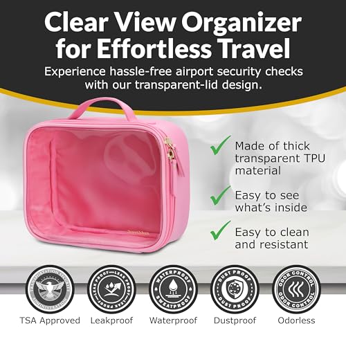 Pink Clear Makeup Bag (Large / Pink)
