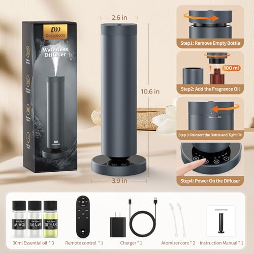 Waterless Diffuser with 108 ML Essential Oils (Grey)