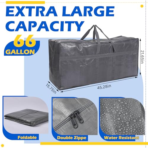 4 Pcs 66 Gallon Extra Large Moving Bags Heavy Duty Storage Bag (66 Gallon / Gray)