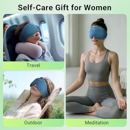 3D Bamboo Cotton Sleep Mask with Bluetooth 5.4 Headphone (Blue)