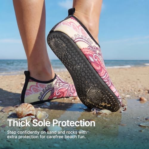 Water Shoes for Women Men Quick (8.5-9.5 Women/7.5-8.5 Men / Paisley Pink)
