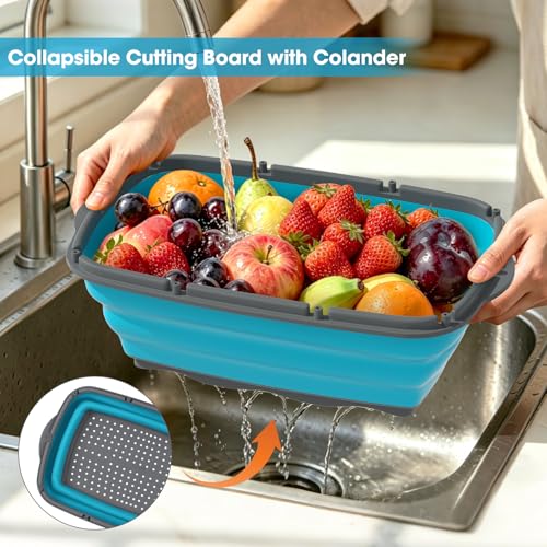Collapsible Camping Cutting Board (Blue Gray)