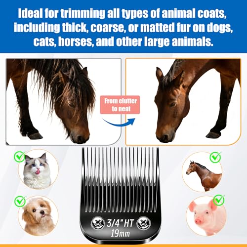 Dog Grooming Replacement Blades Compatible with Andis Dog Clippers (Black-3/4"HT / Black)