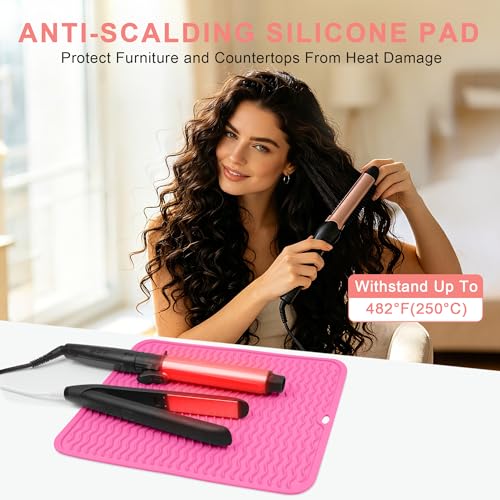Oversize Silicone Heat Resistant Mat for Hair Tools (Hotpink)