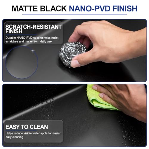 36"x19" Matte Black Undermount Double Bowl Workstation Kitchen Sink (Matte Black / 36" (50/50))