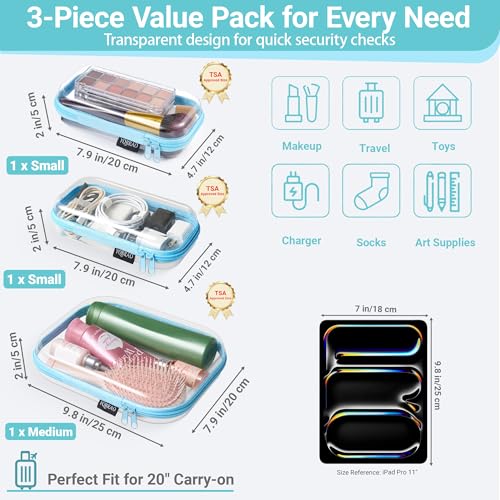 Clear Hard Shell Zipper Cases (Blue)