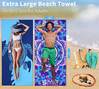 Microfiber Beach Towel Oversized 71x32 (2 Pack Blue Sea Turtle Mandala / 71"x32")