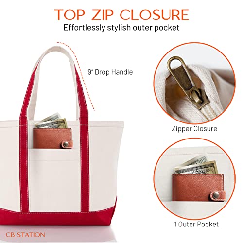 Medium Classic Canvas Tote Bag for Women (Blank: Red)