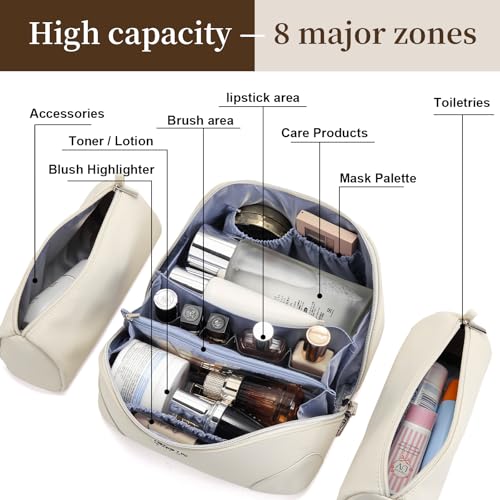 Travel Makeup Bag Cosmetic Bags for Women (C-3-White)