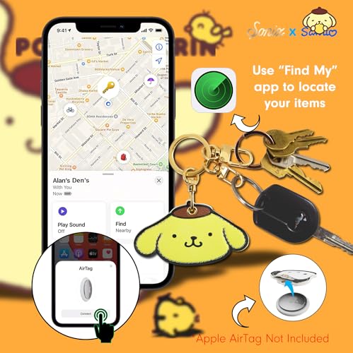 x Sanrio Character Keychain Case Compatible with Apple AirTag (Pompompurin)