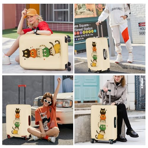 Stacked Cute Cats Luggage Cover (#38 / S(fits 20-22inch suitcase))