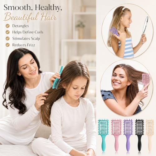 Curl Defining Brush for Curly Hair (2Pcs Beige)
