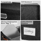15" Fabric Storage Box with Lids (Black / Medium-3 Pack)
