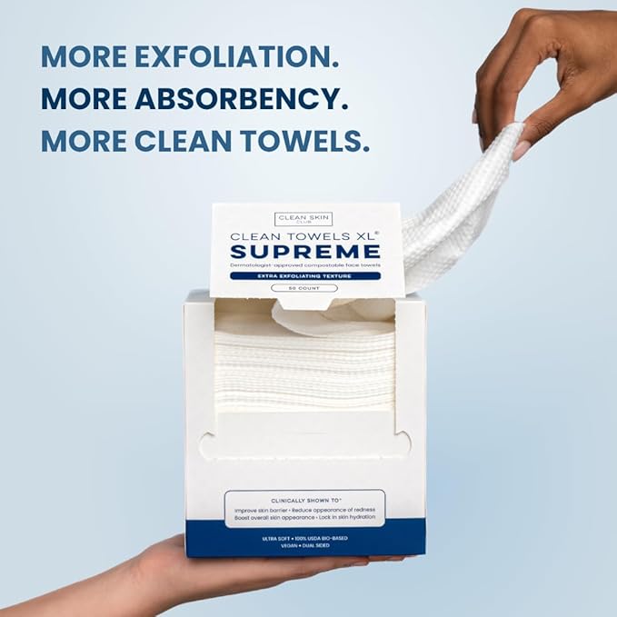 Clean Skin Club Clean Towels XL® Supreme, 100% USDA Biobased Face Towel - Image 10