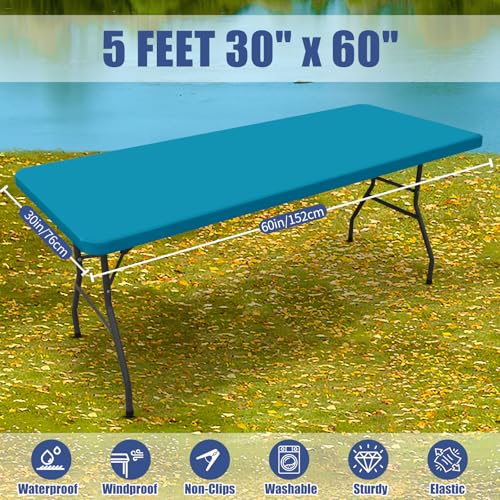 2 Pack Rectangle Spandex Fitted Table Cloth (Teal / 60" x 30" (Rectangular))