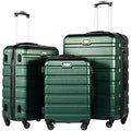 Luggage Set 3 Piece Lightweight Durable Hardshell (Dark Green)