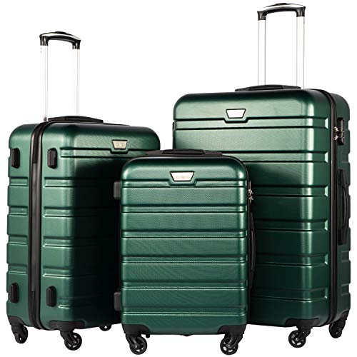 Luggage Set 3 Piece Lightweight Durable Hardshell (Dark Green)