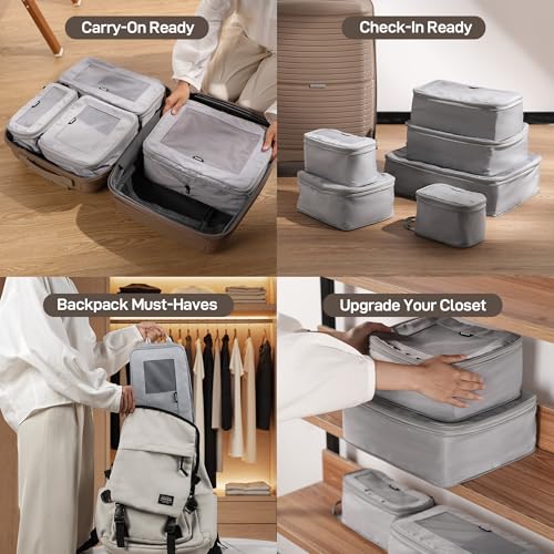 TripCozy Compression Packing Cubes (Grey / Set of 6)