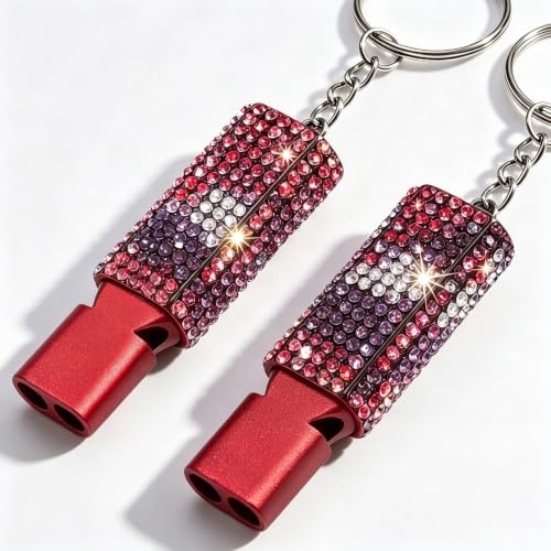 Three Tube Whistle Aluminum Alloy Survival Whistle for Outdoor Needs Sports Referee Emergency (red2pcs)