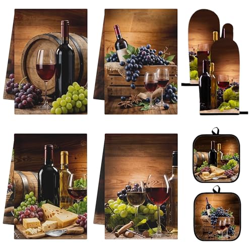 Wine Grapes Kitchen Decor Set (Vintage Wine)