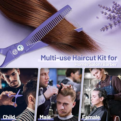 5.5 in Hair Cutting Shears Kit with Bag for Barbers (5.5 Inch / Purple)
