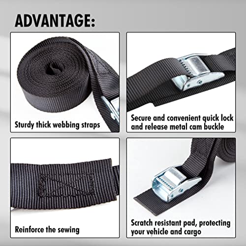 1" x 15 ft Cam Buckle Straps (4 PK / Black)