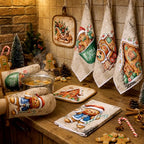 10 Pcs Christmas Gingerbread Man Kitchen Decor and Accessories Set Kitchen Towels Pot Holders Oven Mitts and Rugs for Baking Cooking BBQ Mom Housewarming Gifts (Light Brown / Christmas Gingerbread Man)