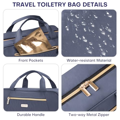 Hanging Toiletry Bag for Women Travel (Grey Blue / Large)