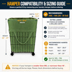 Canvas Laundry Bags with Handles & Rectangular Base (Army Green XL | Rectangular Base / 19.6"Wx15"Depthx27.6"H)