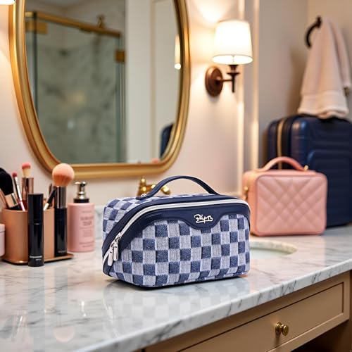 Travel Makeup Bag Cosmetic Bags for Women (D-5-Deep Blue)