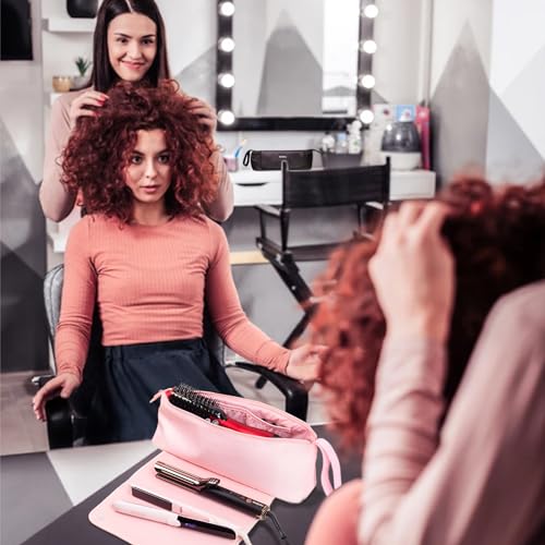 Large Capacity Heat Mat Hot Hair Iron Tools Travel Bag (Blush)