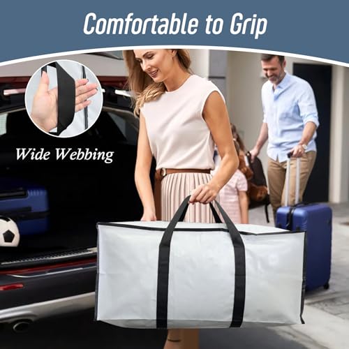 6 Pack Extra Heavy Duty Large Moving Bags with Strong Zipper (White / 6 Pack)