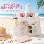 Waterproof Beach Tote Pool Bags for Women Ladies Extra Large Carry On Bag With Wet Compartment for Weekender Travel (Coquette Pink)