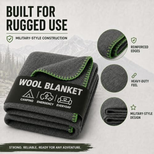 JMR Wool Camping Blanket 10 (Grey / 66x90 - 10 Pack)