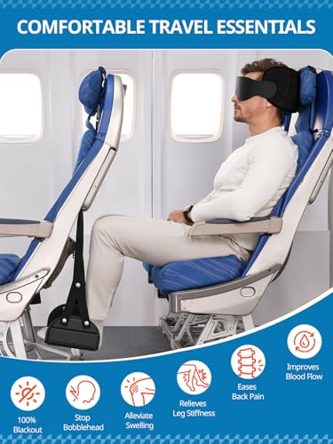 Travel Pillow with Seat Strap Combo Airplane Foot Hammock Set (Travel Pillow & Foot Hammock)