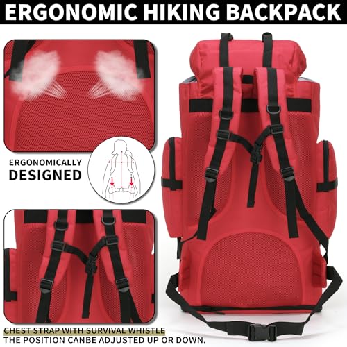 Hiking Backpack for Men 70L (100l-red)