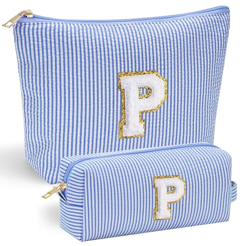 Preppy Makeup Bag Travel Makeup Bag (Blue / P)