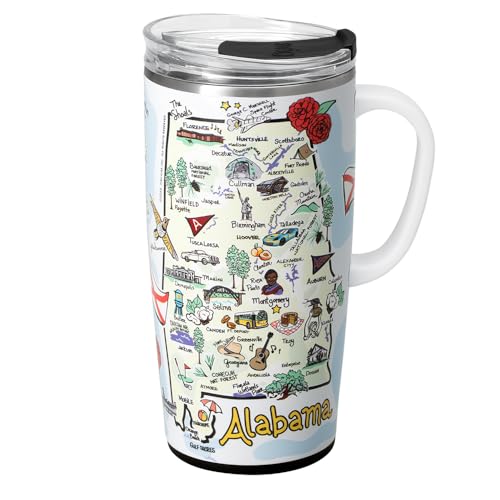 22oz Insulated Travel Mug with Handle & Lid (Alabama / 22 Ounces)