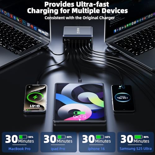 440W Fast Charging 8 Port USB C Charger Block (440W)
