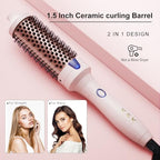 1.5 Inch Ceramic Tourmaline Ionic Curling Brush Volumizer (1.5 Inch / Pink)