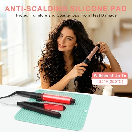 Oversize Silicone Heat Resistant Mat for Hair Tools (Green)