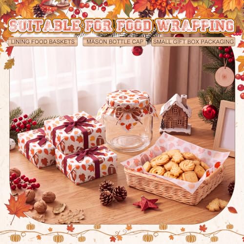 100 Pcs Fall Football Wax Paper Sheets for Food Wrapping (Colorful / Fall)