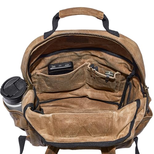 Backpack Durable Waxed Canvas Rucksack with Laptop Sleeve
