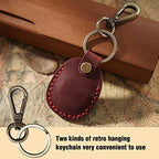 Genuine Leather AirTag Holder Compatible with Apple AirTag 2nd Gen & 1st Gen (Red)