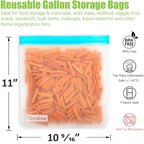 Reusable Gallon Food Storage Bags (10 Pack - 10 Galloon / A1.Orange/Blue/Yellow)