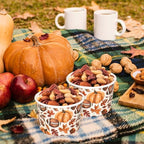 50Pcs Fall Snack Cups Football Pumpkin Maple Leaves Disposable Paper Bowls Autumn Decorative Ice Cream Dessert Soup Bowls for Thanksgiving Party Supplies Hot Cold Drinks