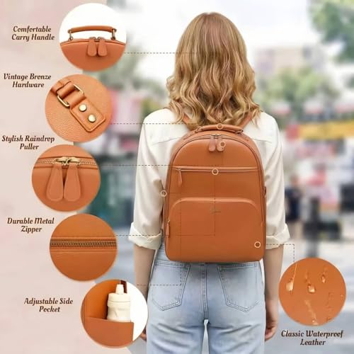 Camera Backpack Classic PU Leather for DSLR (Brown / 20L)