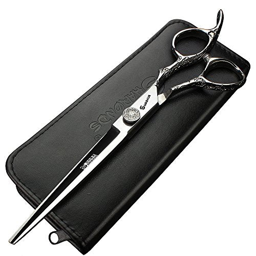 6/7-Inch Professional Hair Scissors Haircut Rose Pattern Hair Scissors Styling Tools Japanese Stainless Steel Scissor Set (7-in cutting scissors) (7-inch Cutting Scissors)